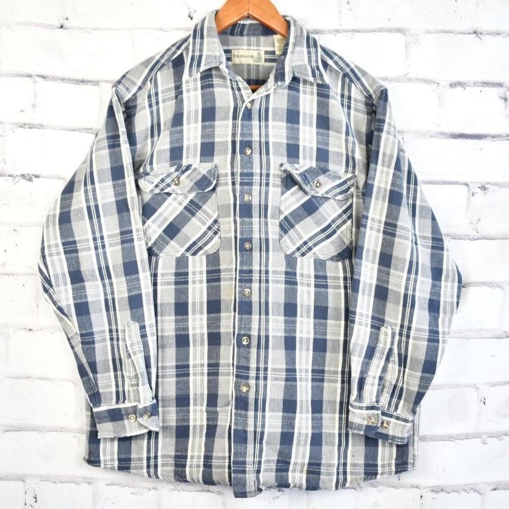 Vintage 80s / 90s Plaid Cabincore Heavyweight Cotton Button Up Shirt / Shacket